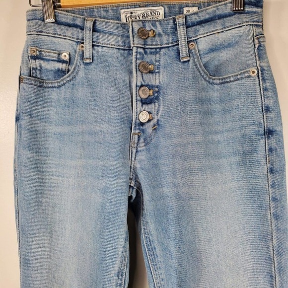 Lucky Brand Bridgette Cropped Flare Button Fly Jeans Light Wash Blue Size 00/24 - Picture 3 of 13